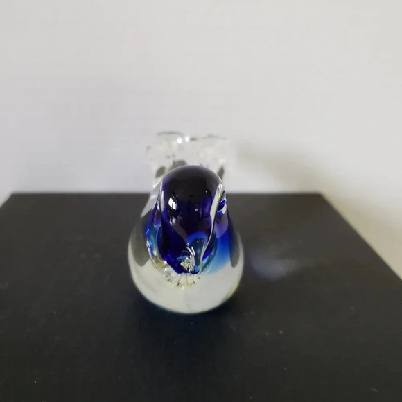 Murano Style Blue,Clear Art Glass Sitting Bird Paperweight . - Picture 6 of 8